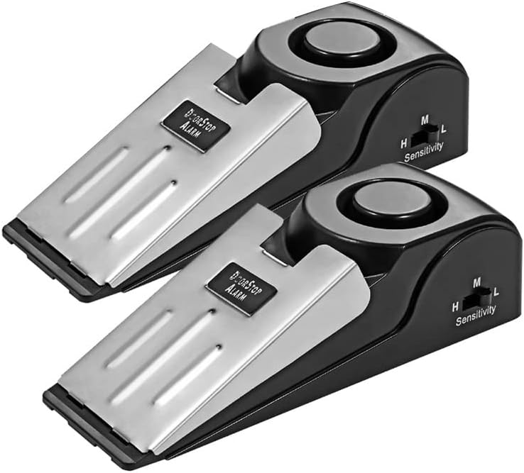 Alarme de cunha para batente de porta HH-MD001 para casa e viagens (preto)