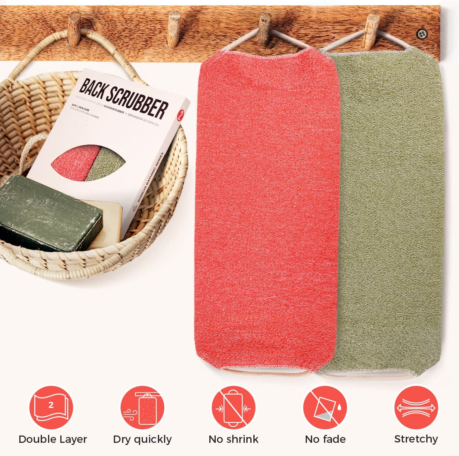 2 Pack Back Scrubber for Shower Towel