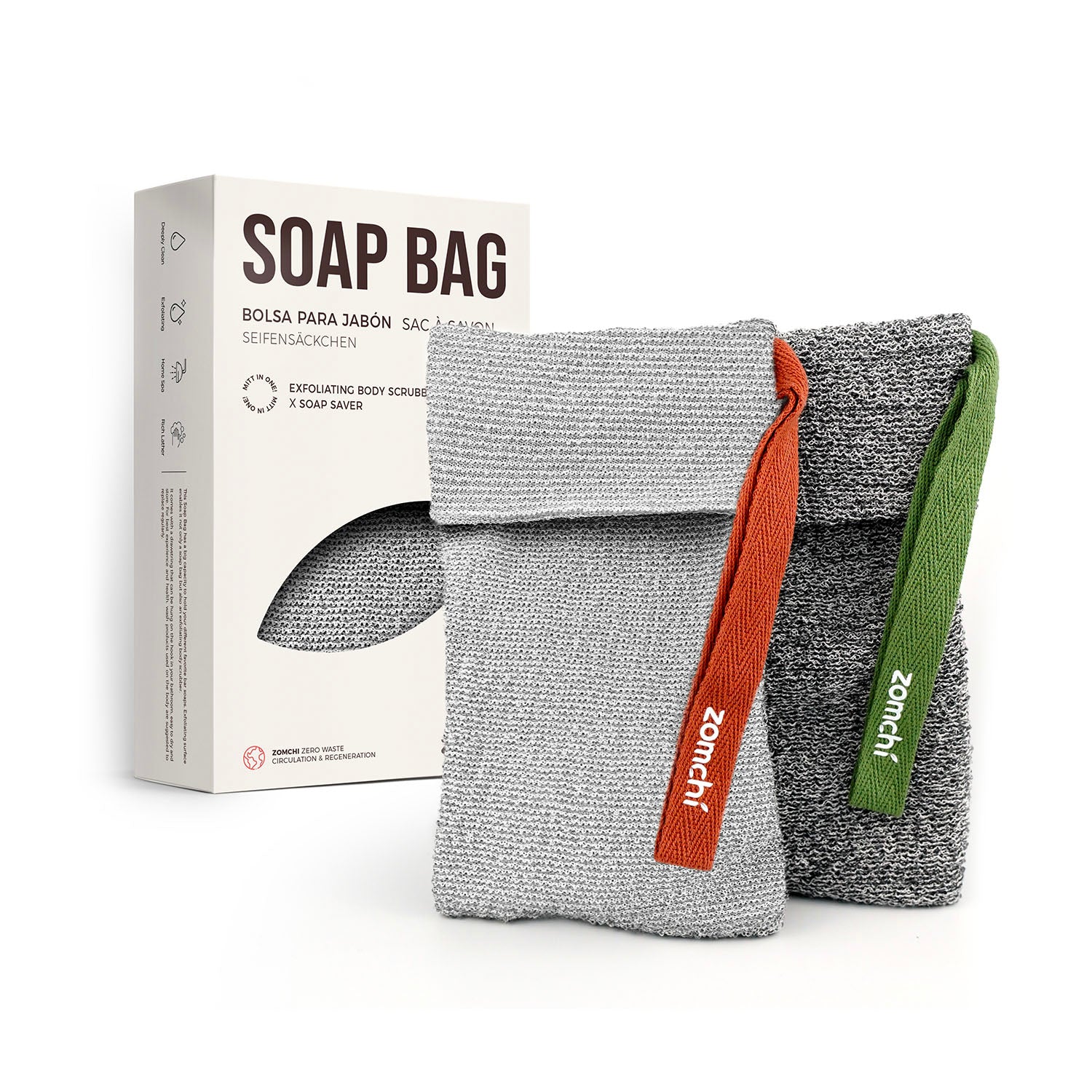 2 Pieces Different Roughness Soap Pouch and Soap Saver Pocket