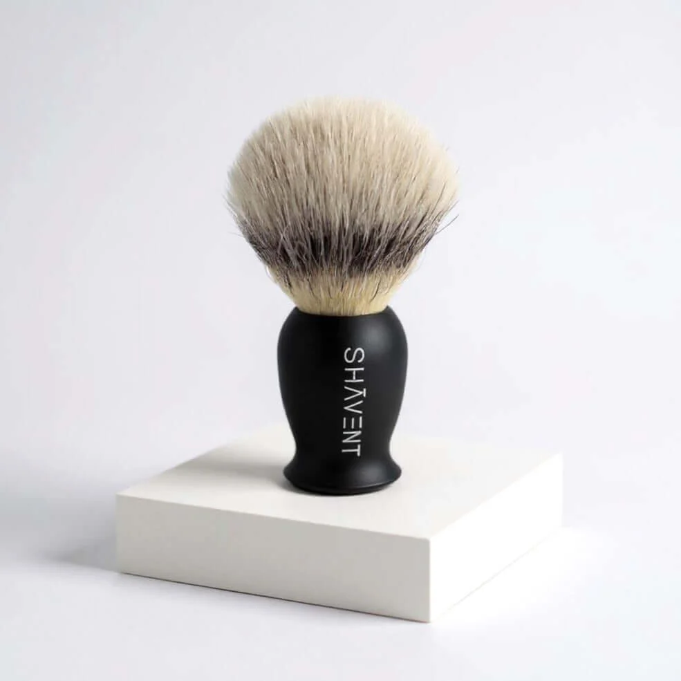 SHAVENT Shaving Brushes Premium – Silvertip-like Bristles with Elegant Metal Handle – Handmade