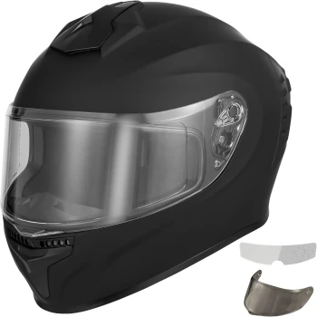 Favoto Full Face Motorcycle Helmet With Dynamic Rear Wing - Black