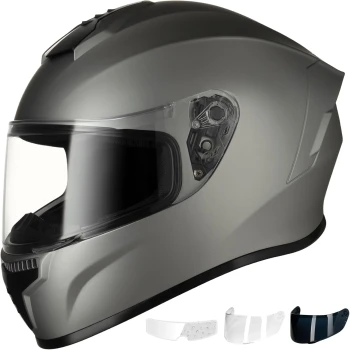 Favoto Full Face Motorcycle Helmet - Titanium